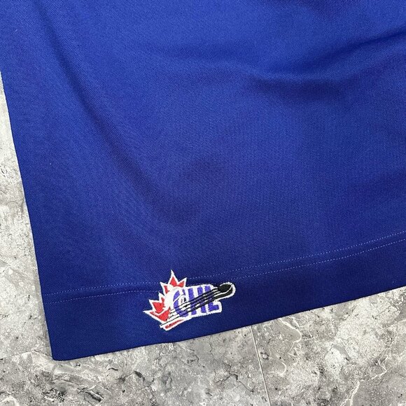 OHL CHL Hockey Jersey Stitched CCM Practice Size 56 Blue Fight Strap - Picture 5 of 7